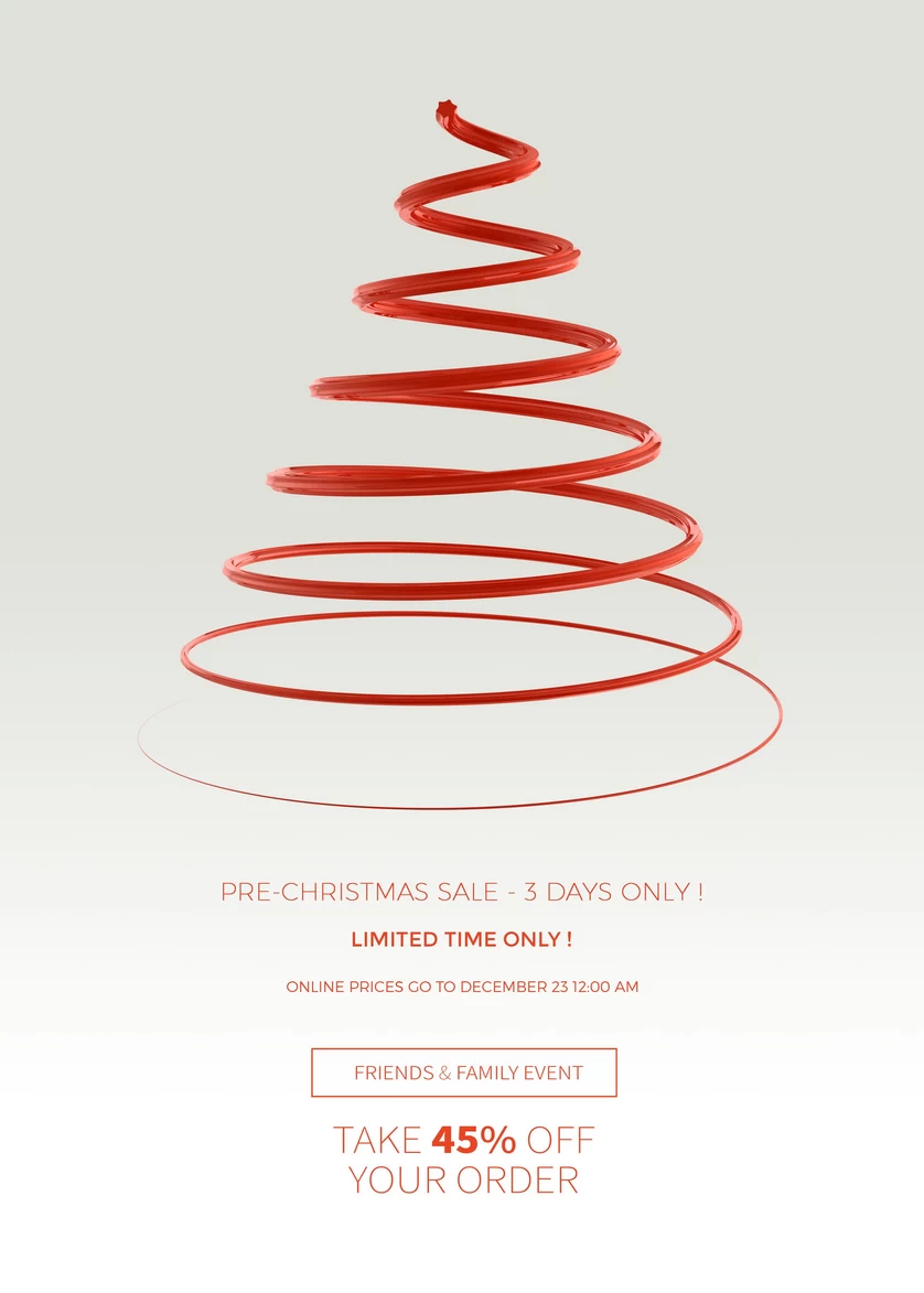 圣诞节圣诞树圣诞老人闪亮装饰电商促销折扣海报PSD模板AI素材【090】